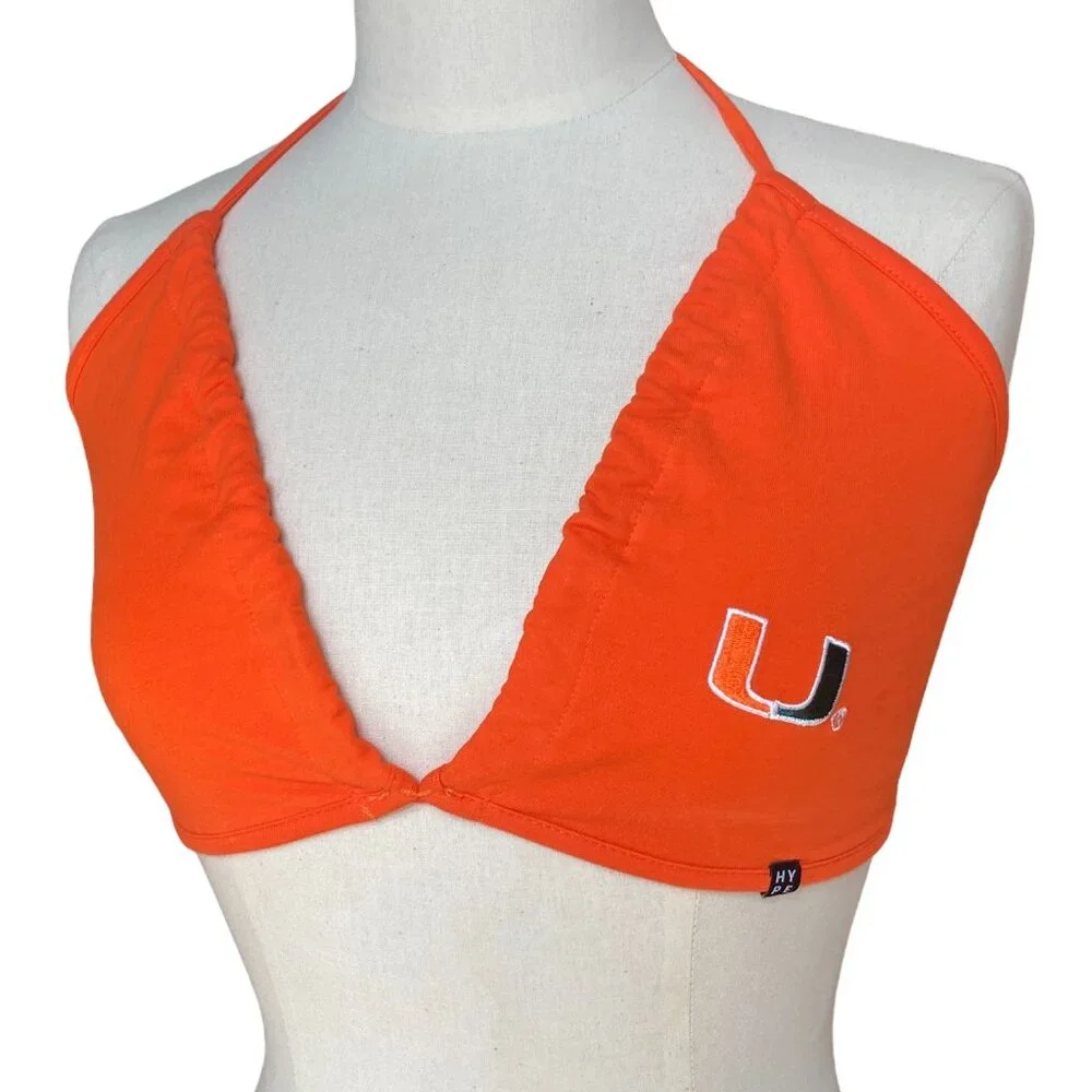 Hype and Vice Slam Dunk Halter Top Sz S Miami Hurricanes Tennis Game Day Fandom